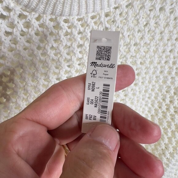 Madewell $72 Womens Open Stitch Sweater Tee Ivory Size L NO982 - Picture 3 of 5